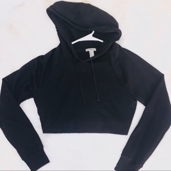 Forever 21 Tops - Forever 21 Black Cropped Hoodie